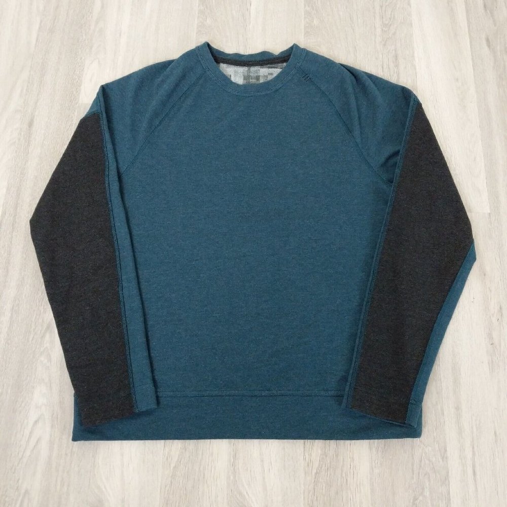 Lululemon Mens Pullover Sweater Sweatshirt Medium Long Sleeve Crewneck Blue Gray